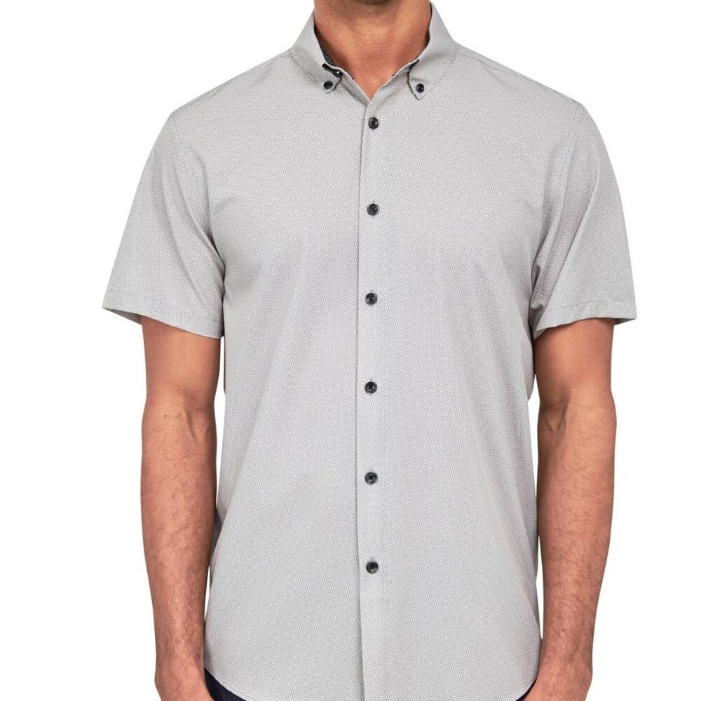 Brooklyn Brigade Green Geo Four-way Stretch Short Sleeve Shirt